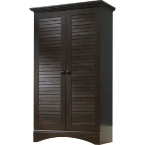Napoli Shutter Armoire in Antiqued Paint with Classic Louvered Doors and Spacious Storage