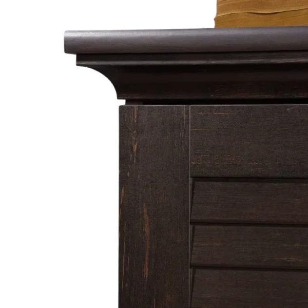 Close-up of Napoli Shutter Armoire in Antiqued Paint, showcasing detailed crown molding and louvered panel design. Close-up of Napoli Shutter Armoire in Antiqued Paint, showcasing detailed crown molding and louvered panel design.