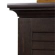 Close-up of Napoli Shutter Wardrobe in Antiqued Paint showing crown molding and corner detail