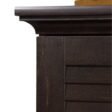 Close-up of Napoli Shutter Wardrobe in Antiqued Paint showing crown molding and corner detail