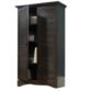 Napoli Shutter Wardrobe in Antiqued Paint with doors open, left angle, showing shelves