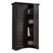 Napoli Shutter Wardrobe in Antiqued Paint with doors open, right angle, showing shelves