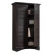 Napoli Shutter Wardrobe in Antiqued Paint with doors open, right angle, showing shelves