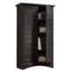 Napoli Shutter Wardrobe in Antiqued Paint with doors open, right angle, showing shelves