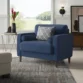 Atlas Sofa Chair in Navy Blue Linen with wooden legs and plush cushions