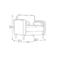 Dimensional sketch of Atlas Sofa Chair in Navy Blue Linen, displaying width, height, and depth measurements for accurate sizing