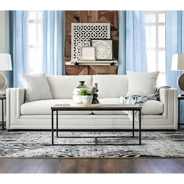 Lorenzo Square Arm Sofa (3)_ 3 seater upholstered sofa in a modern living room