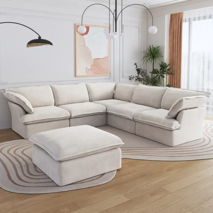 L shaped Sofa Set in pakistan Lusso Corner Sofa White Featured