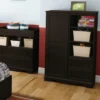 Minora Baby Wardrobe in Espresso Finish with Open Shelves and Storage Drawers