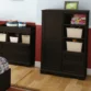 Minora Baby Wardrobe in Espresso Finish with Open Shelves and Storage Drawers