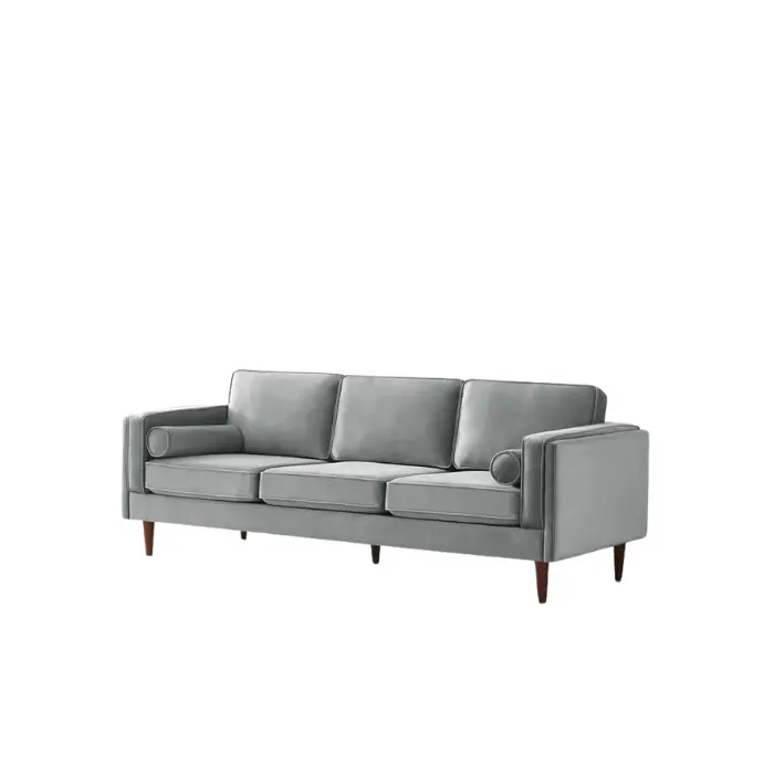 Gray velvet Monarc Sofa.