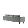 Monarc Sofa rear view with velvet upholstery and wooden legs.