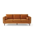 front view of 3 seater orange sofa