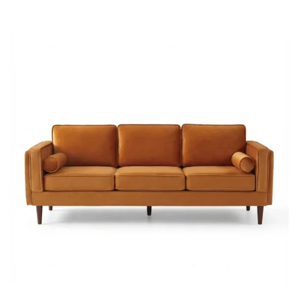 Monarc Sofa - Orange (2) front view of 3 seater orange sofa