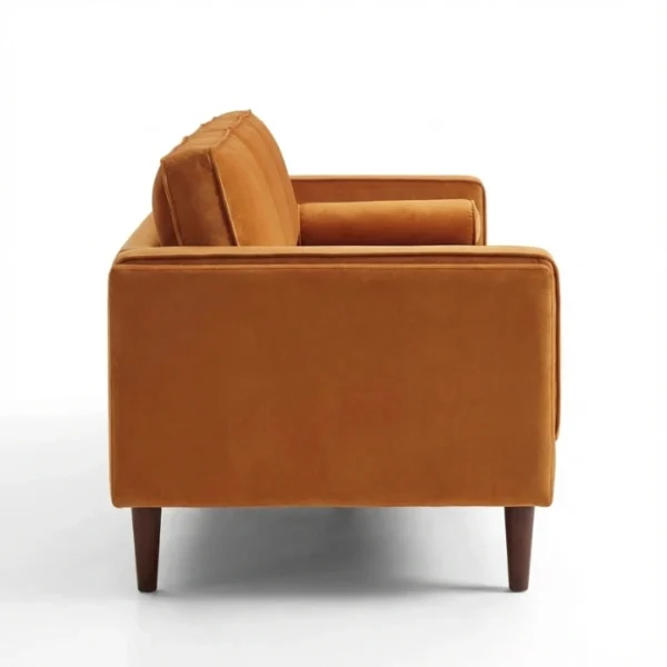 Monarc Sofa - Orange (3) Side profile of orange sofa.