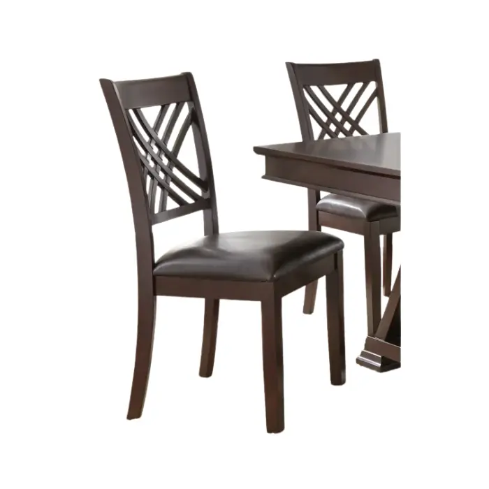 Regent Cross Dining Chair – Wooden Chair with Faux Leather Seat and Cross-Back Design in Brown Finish