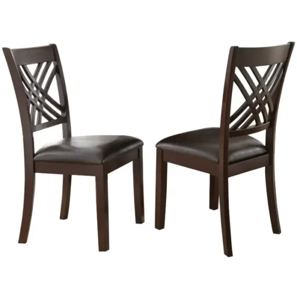 Set of Two Regent Cross Dining Chairs – Wooden Frame with Faux Leather Seat and Elegant Cross-Back Design in Brown Finish Set of Two Regent Cross Dining Chairs – Wooden Frame with Faux Leather Seat and Elegant Cross-Back Design in Brown Finish