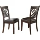 Set of Two Regent Cross Dining Chairs – Wooden Frame with Faux Leather Seat and Elegant Cross-Back Design in Brown Finish