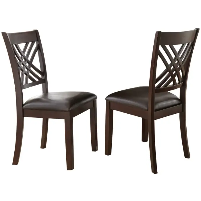 Set of Two Regent Cross Dining Chairs – Wooden Frame with Faux Leather Seat and Elegant Cross-Back Design in Brown Finish