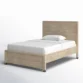 A single barnwood bed featuring a rustic wooden frame with a simple, elegant headboard, paired with a white mattress and pillows for a cozy, minimalistic look