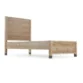 A single bed crafted from barnwood with a clean, minimalist design and sturdy frame, featuring a simple headboard and natural wood finish