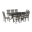 Trement Dining Set - Wooden 9-Piece Table & Chairs with Upholstered Seats