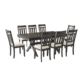 Trement Dining Set - Wooden 9-Piece Table & Chairs with Upholstered Seats