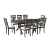 Trement Dining Set - Wooden 9-Piece Table & Chairs with Upholstered Seats