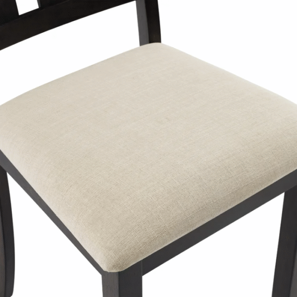 Trement Dining Set 4 Trement Dining Chair - Close-up of Upholstered Seat in Beige Fabric