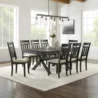 Trement Dining Set - Wooden 9-Piece Table & Chairs with Upholstered Seats