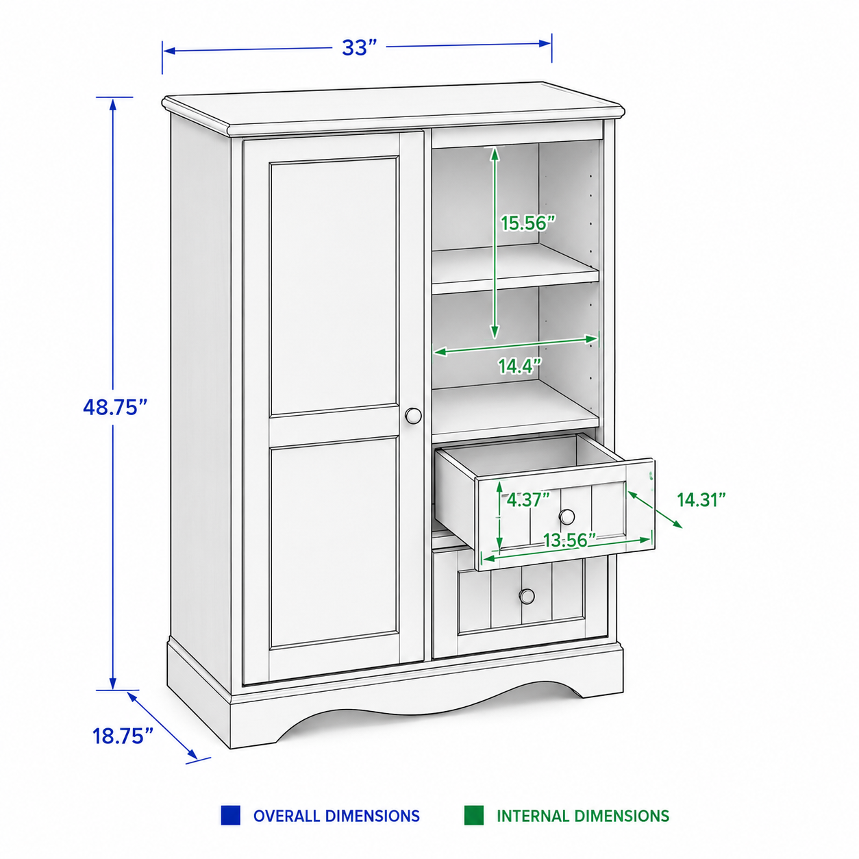 Minora Baby Wardrobe Dimension Diagram