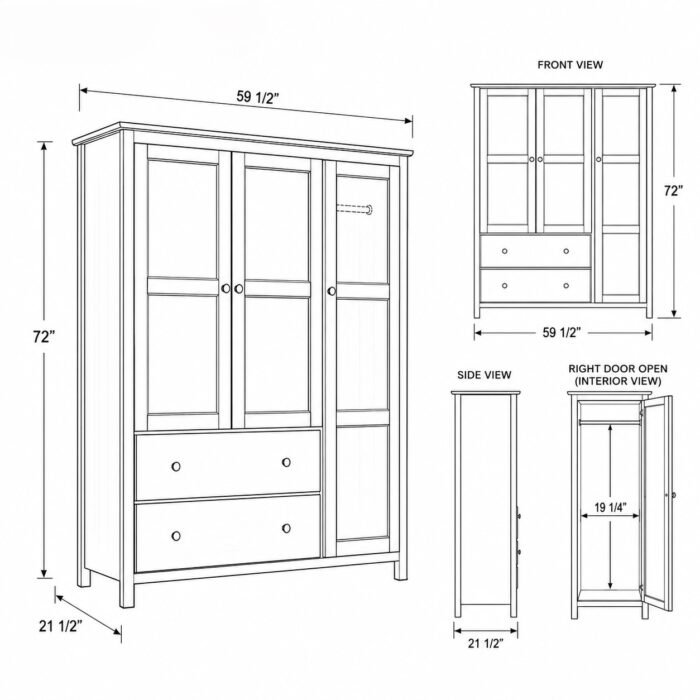 oxford-sheesham-wardrobe-dimensions-diagram-overall Oxford Sheesham Wardrobe dimensions diagram overall