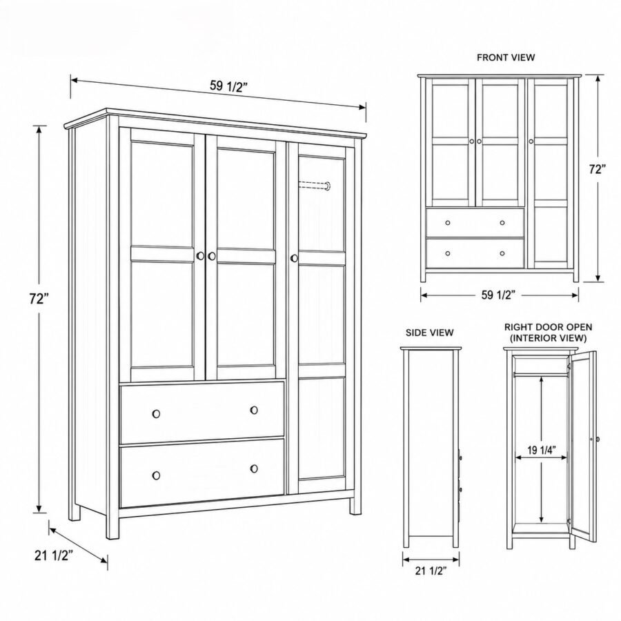 oxford-sheesham-wardrobe-dimensions-diagram-overall Oxford Sheesham Wardrobe dimensions diagram overall