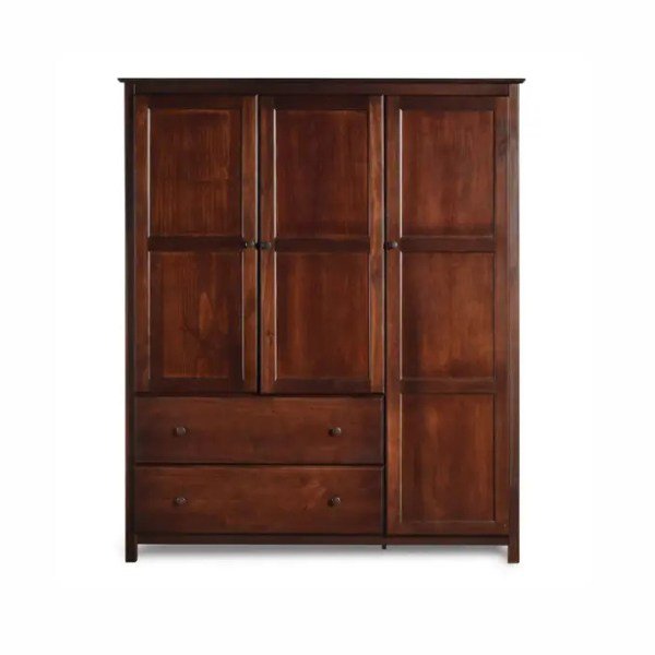 oxford-sheesham-wardrobe-front-view. Oxford Sheesham Wardrobe in Walnut Brown, straight front view