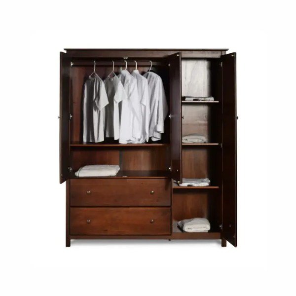 oxford-sheesham-wardrobe-open-interior Oxford Sheesham Wardrobe with doors open