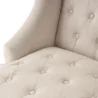 Close-up of Cambridge Wingback Chair - Beige, Tufted Upholstery with Button Detailing, Soft Fabric Texture