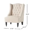 Cambridge Wingback Chair - Beige, Tufted Accent Chair with Dimensions (27.5” W x 33.75” D x 38.5” H), Elegant Upholstery, Wooden Legs
