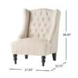 Cambridge Wingback Chair - Beige, Tufted Accent Chair with Dimensions (27.5” W x 33.75” D x 38.5” H), Elegant Upholstery, Wooden Legs