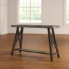 ForgeLine Console Table in Gray with a Rustic Wood Top and Trestle Base