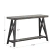 ForgeLine Console Table in Gray with dimensions labeled—47.25" W x 16" D x 30" H—featuring a sturdy trestle base and lower shelf for added storage.