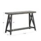 ForgeLine Console Table in Gray with dimensions labeled—47.25" W x 16" D x 30" H—featuring a sturdy trestle base and lower shelf for added storage.