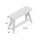 ForgeLine Console Table dimension diagram—47.25" W x 16" D x 30" H—featuring a sturdy trestle base and a lower shelf for additional storage.