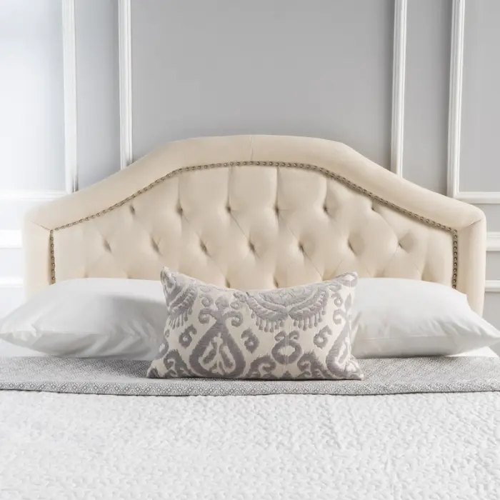 Grace Bed Headboard Beige color straight angle