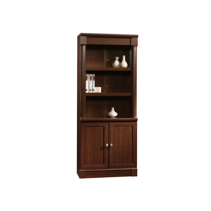 Montclair Bookcase Cherry with shelves and cabinet, front view