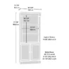 Montclair Bookcase Cherry with detailed dimensions diagram.