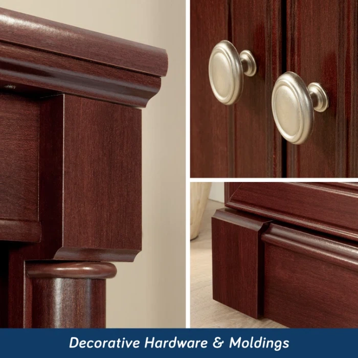 Montclair Bookcase Cherry with decorative hardware and moldings.