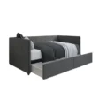 Gray Nestora Daybed with pull-out trundle storage, featuring a modern upholstered design.