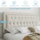 Sable Storage Bed with Adjustable Upholstered Headboard in Light Beige – Soft Fabric and Breathable Material