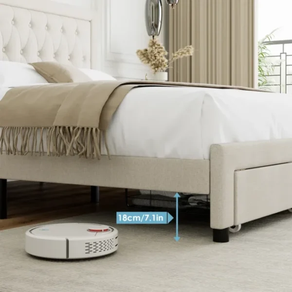 Sable Storage Bed in Light Beige with Underbed Storage Drawers and 7.1-inch Clearance for Easy Cleaning Sable Storage Bed in Light Beige with Underbed Storage Drawers and 7.1-inch Clearance for Easy Cleaning