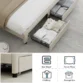 Sable Storage Bed in Light Beige with Spacious Underbed Drawers for Organized Storage of Clothes, Bedding, and Accessories